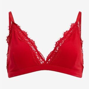 Express Red Lace Wireless Triangle Bralette